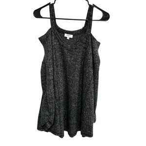 Umgee Womens Cold Shoulder Knit Tunic Top Gray Sz Medium